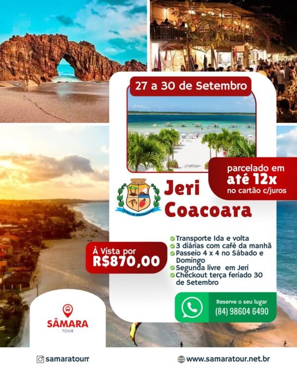 Excursão - Jericoacara/CE (27 a 30 de Setembro)